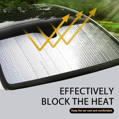 Accordion Foldable Windshield Sun Shade, Reflective Sunlight Highly Effective Cooling Heat Insulation Sunshade, Convenient to Stow Summer Accessories, Suitable for Most Cars (Silver #M) - size: 1 Pc #M