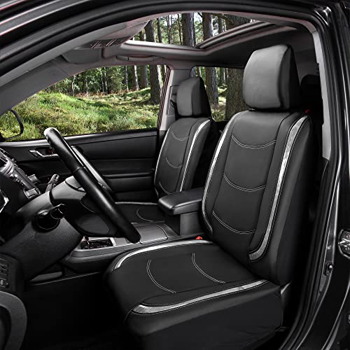 FH Group Full Set Faux Leather Car Seat Covers - Universal Fit, Low Back Front Seat Covers, Airbag Compatible, Split Bench Rear, Seat Cover for SUV, Sedan, White - color: White, style: Seat Covers