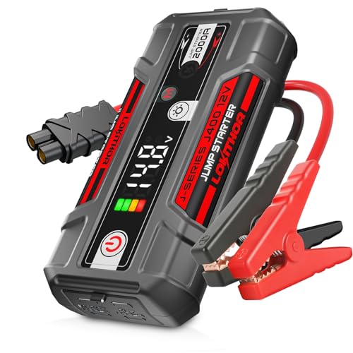 LOKITHOR J400 Portable Jump Starter, 12V 2000A Lithium Battery Booster with ConnectMax Tech, Car Jumper Box for Up to 8.0L Gas & 6.0L Diesel Engines, Smart Digital Display - color: Red
