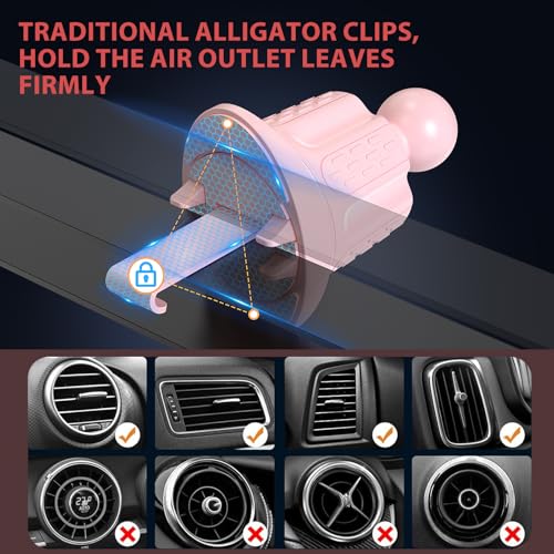 Wireless Car Charger, MOKPR 15W Fast Charging Auto-Clamping Car Charger Phone Mount Air Vent Cell Phone Holder Compatible iPhone 16/15/14/13/13 Pro/12 pro/12/11, for Samsung Galaxy S23/S22/S21, Pink - color: Pink