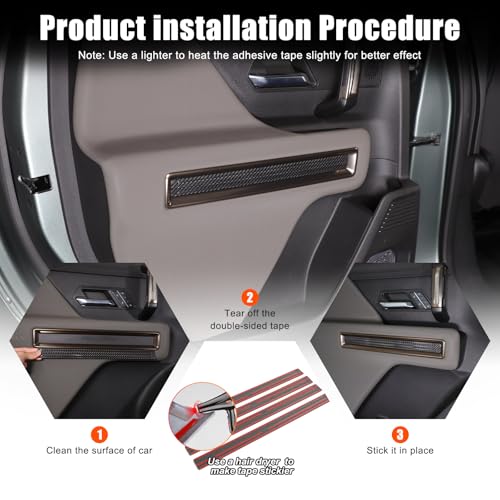 Car Interior Door Panel Trim Sticker for Hummer EV Accessories,Genuine Carbon Fiber 4-Inner Side Door Handle Panel Trim Molding Kit Compatible with Hummer EV SUV Truck 2022 2023 2024 2025+ (Black)