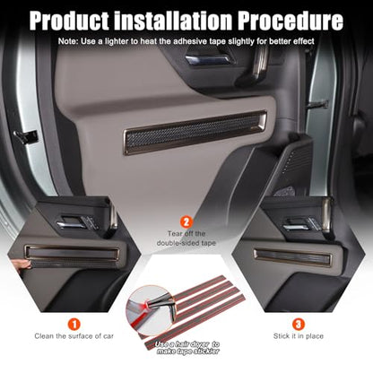 Car Interior Door Panel Trim Sticker for Hummer EV Accessories,Genuine Carbon Fiber 4-Inner Side Door Handle Panel Trim Molding Kit Compatible with Hummer EV SUV Truck 2022 2023 2024 2025+ (Black)