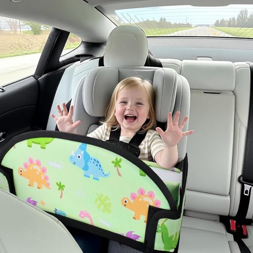 3PCS Kids Travel Tray for Airplane - Toddler Car Seat Table Tray, Road Trip Essentials for Boys & Girls, Carseat Lap Desk for Kids Road Trip Activities - color: 2Pink/Green-3PCS