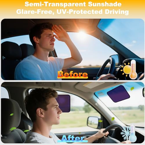 XCBYT Square Car Window Shades for Side & Windshield - 2 Pack Static Cling Driver Side Window Sun Shade, Glare Blocker Car Sun Shade with Durable Mesh & Dark PVC Film, Universal Fit (9.84" x 7.09") - color: 2 Semi-Transparent, size: 9.84" x 7.09"