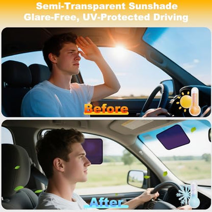 XCBYT Square Car Window Shades for Side & Windshield - 2 Pack Static Cling Driver Side Window Sun Shade, Glare Blocker Car Sun Shade with Durable Mesh & Dark PVC Film, Universal Fit (9.84" x 7.09") - color: 2 Semi-Transparent, size: 9.84" x 7.09"