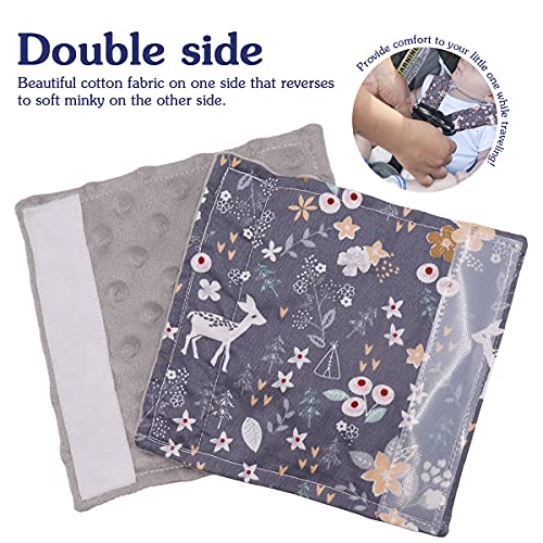 DILIMI Baby Car Seat Neck Cover, 2Pcs Carseat Belt Cover Pad, Shoulder Strap Protectors, Seat Belt Covers Cushion for Boy Girl (Grey Flower Deer) - color: Grey Flower Deer