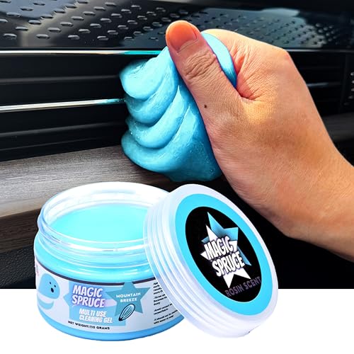 MAGIC SPRUCE Car Cleaning Gel, Reusable Auto Detailing Putty for Interior Dashboard Vents, Non-Toxic Dust Remover for Car Keys Keyboard PC Laptop, Scented Cleaning Products,Stocking Stuffers for men - color: Blue Gel