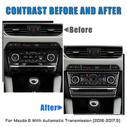 AIRSPEED for Mazda 6 2016-2017.5 with Automatic Transmission, Carbon Fiber Center Console AC Volume Button Frame Cover Interior Trim - color: AC Volume Button