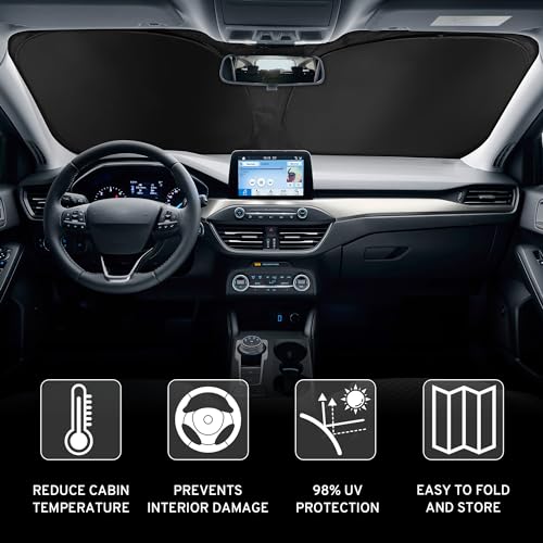 Car Windshield Sun Shade Sunshade Compatible with Chevrolet Chevy Silverado EV/GMC Sierra EV 2024-2025 2026 Large Truck Accessories, Foldable Car Front Window Sun Shield Visor