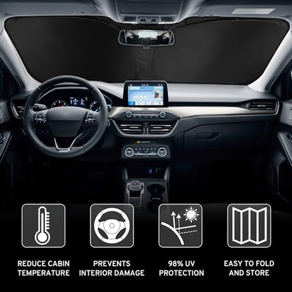 Car Windshield Sun Shade Sunshade Compatible with Chevrolet Chevy Silverado EV/GMC Sierra EV 2024-2025 2026 Large Truck Accessories, Foldable Car Front Window Sun Shield Visor