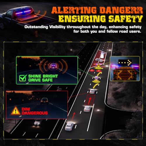 2x17.7 Emergency Flashing LED Traffic Advisor Strobe Light Bar Interior Safety Warning Lights for Construction Vehicles Snow Plow Tow Trucks(Red/Blue) - color: #05 Red/ Blue