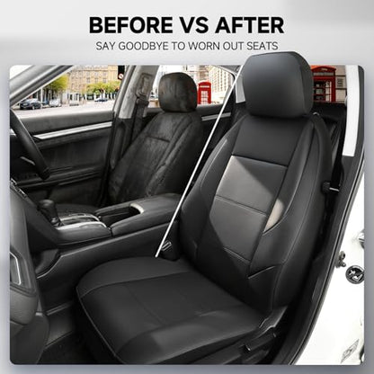 GIANT PANDA Front Seat Covers for Nissan Rogue Altima Sentra Versa Kicks Frontier Murano Pathfinder Maxima,Faux Leather Bucket Seat Cover Fit Nissan Seat Protectors (Black) 2-Pack - color: Black-Classic Style