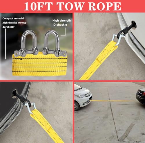 Car Roadside Emergency Kit, with Jumper Cables Automotive Kit,Car Safety Roadside Assistance Kit Headlamp,Tow Straps, Safety Hammers, Rainwear, Gloves.Black - color: Gray