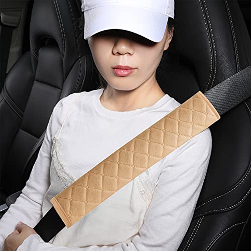 HighnessHwoo Extra Long Seatbelt Covers for Adults Kids Women & Men, Soft Car Seat Belt Strap Cushion for Sedan, SUV, Trucks, Shoulder Neck Chest Protector Pads, Auto Accessories, 2pcs, Beige, 10.5in - color: Beige, size: 10.5in - 2pcs