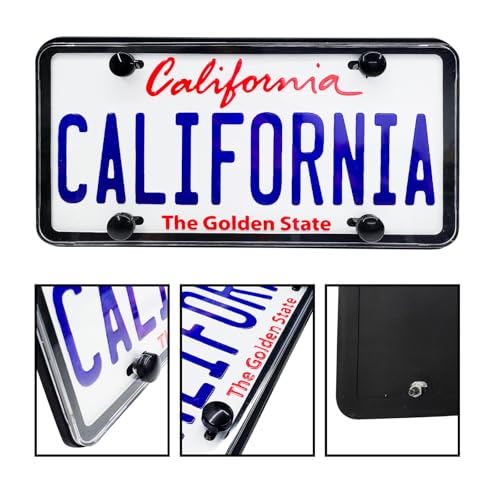 2 Pcs Silicone License Plate Frames with 2 Clear Polycarbonate Covers, Rust-Proof, Weather Resistant, Easy Installation, Premium License Plate Protector, Covers & Frames with 2 Drainage Holes