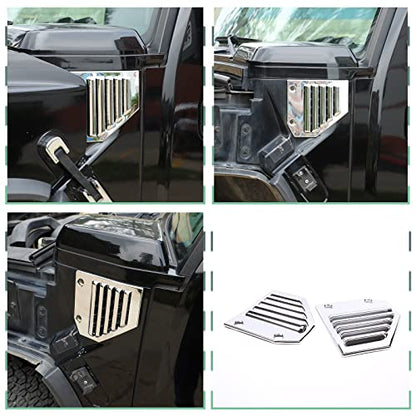 2PCS Car Side Vent Cover Hood Intake Bezel Trim Molding Compatible with 2003-2009 Hummer H2,Side Scoop Hood Cover Car Exterior Accessories (Silver) - color: Silver