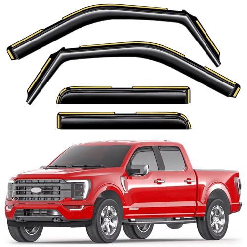 in-Channel Window Rain Guards Fit for Truck Ford F150 2021-2026 SuperCrew Extra Durable Window Visors Window Deflectors Vent Visors Vent Shades Car Accessories-4 pcs 2-Q11-Gai - size: Fit for 2021-2026 Ford F150 SuperCrew