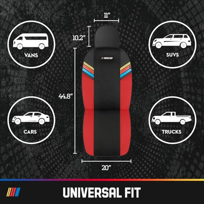 NASCAR Car Seat Covers, Red Leather and Mesh Seat Covers, Universal Fit Front Seat Covers for Cars with Airbag-Compatible Design, Durable Racing-Inspired Car Interior for Cars, Trucks & SUVs - color: Red