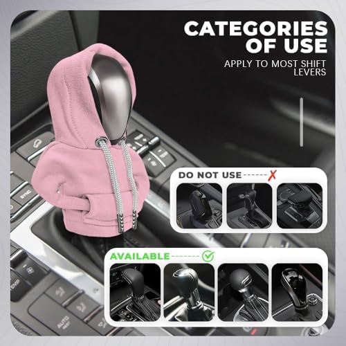 Gear Shift Hoodie, Gear Shift Cover, Fashionable Hoodie Automotive Gear Shift Knob Protector, Car Accessories Mini Sweater Gear Shift Knob Cover for Car Gear Shift Levers (Pink-2PCS) - color: Pink-2PCS