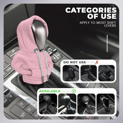 Gear Shift Hoodie, Gear Shift Cover, Fashionable Hoodie Automotive Gear Shift Knob Protector, Car Accessories Mini Sweater Gear Shift Knob Cover for Car Gear Shift Levers (Pink-2PCS) - color: Pink-2PCS