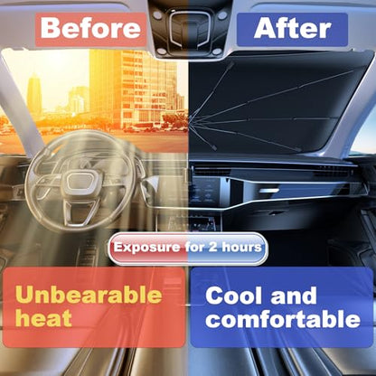 Windshield Sun Shade 2025 Car Accessories 100% Blackout Car Front Windsow Shades Umbrella Automotive Sun Visor Block Heat Insulation Protection (Black Eyes) - color: Black