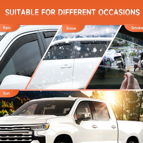 in-Channel Rain Guards Fit for Chevy Silverado 1500 2019-2026 Crew Cab, Durable Side Windows Rain Guard Compatible with GMC Sierra 1500 Crew Cab 2019-2026 Wind Deflectors Black 4 PCS - size: Fit for Chevy Silverado/Gmc Sierra 1500 2019-2026