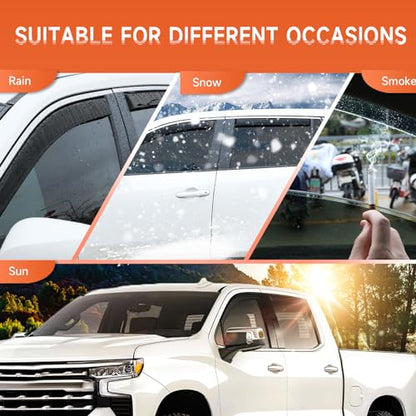in-Channel Rain Guards Fit for Chevy Silverado 1500 2019-2026 Crew Cab, Durable Side Windows Rain Guard Compatible with GMC Sierra 1500 Crew Cab 2019-2026 Wind Deflectors Black 4 PCS - size: Fit for Chevy Silverado/Gmc Sierra 1500 2019-2026