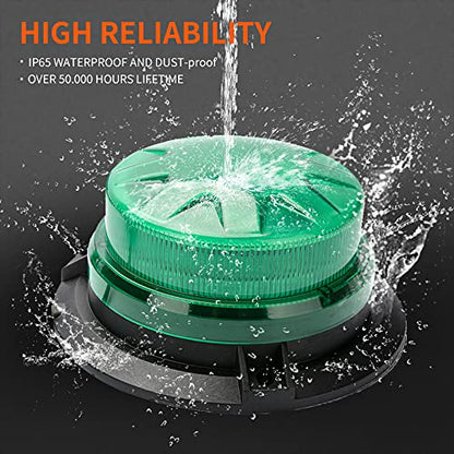 Green Led Emergency Strobe Beacon Lights with Magnetic Mount and 8 Flash Models Warning Safety Flashing Rooftop Signal Lamps for Vehicles Forklift Truck Tractor Golf (24-LED 12V-24V) - color: #4 Green