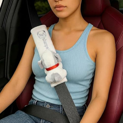 UNICOLD 2-Pack Ultra-Soft Short Plush Seatbelt Cover, Cute Animal Edition – Cloud-Like Shoulder Pad for a Comfy Ride for Adults & Kids (W-Dog) - style: W-Dog