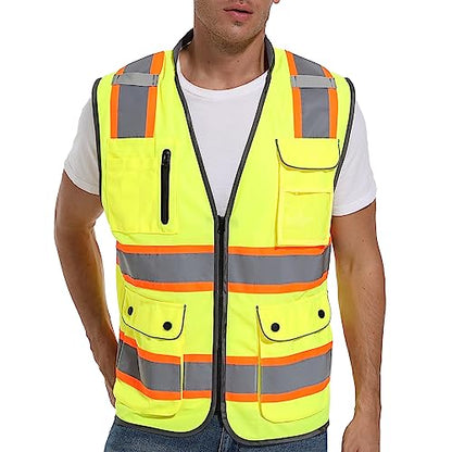 ArcRidge Reflective Safety Vest for Men and Women - High Visibility Construction Vest - Dual Tone Reflective Strips - color: Yellow, size: X-Large