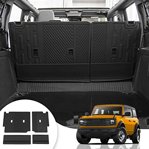 Cargo Mat Compatible with 2021-2024 2025 2026 Ford Bronco Back Seat Cover Protector Split Seat Cargo Liner Trunk Mat Kick Mat for Ford Bronco Accessories 4 Door (4 PCS Rear Backrest Mats) - color: 4 PCS Rear Backrest Mats