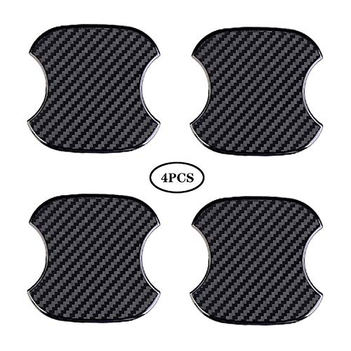 4Pcs Universal 3D Carbon Fiber Car Door Handle Paint Scratch Protector Sticker Auto Door Handle Cups Protective Pad (M) - color: Black, size: Medium