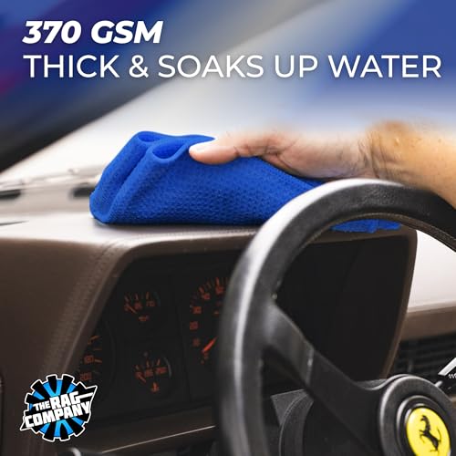 The Rag Company - Standard Waffle Weave Microfiber Towels (2-Pack) Detailing, Window, Glass and Drying, Wax & Polish, Lint-Free, Streak-Free, 370gsm, 16in x 24in, Royal Blue - color: Royal Blue, size: 16in x 24in