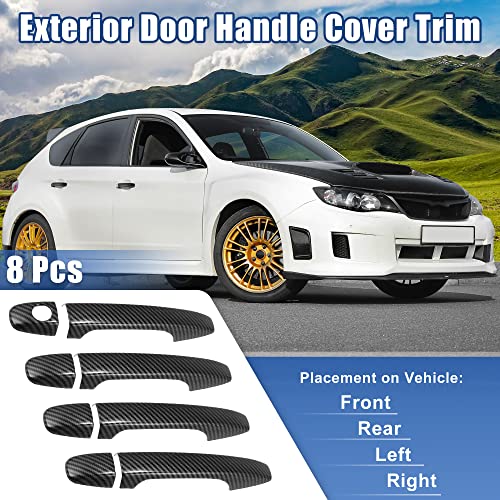 X AUTOHAUX 8 Pcs Car Door Handle Cover Trim Carbon Fiber Pattern W/Key Hole for Subaru WRX STi 2015-2021 Door Handle Protector Trim Exterior Decoration No Keyless Hole