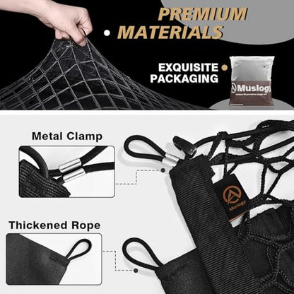 Muslogy Truck Bed Cargo Net Trunk Netting Compatible with 2023-2025 2026 Honda CR-V Accessories, Pickup Cargo Organizer SUV Sedan Storage Net w/Heavy Duty Carabiners - style: 2023+ CR-V