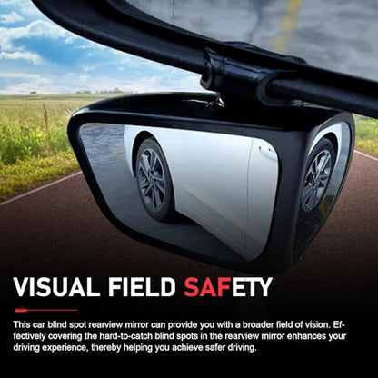 2PCS Car Blind Spot Mirrors, Double-Sided 360° Adjustable Rotating Rear View Mirror, HD Glass Wide Angle Auxiliary Blindspot Mirror, Universal for Most Car