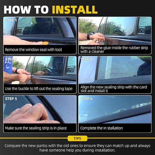Dasbecan 4Pcs Weatherstrip Window Seal Chrome Car Window Moulding Trim Compatible with Honda Accord 2008-2012 Replaces#72410-TA0-A01 72450-TA0-A01 72910-TA0-A01 72950-TA0-A01