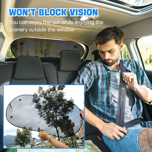 Car Rear Window Sun Shade, 39.76"×19.88" Folding Automotive Windshield Sun Shade with Suction Cup, Universal Rear Facing Car Seats Sunlight Shield Blocker Mesh Cover for Baby Kid Pet