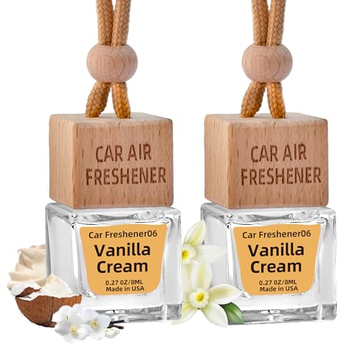 Car Air Freshener Hanging Diffuser – Long-Lasting Essential Oil Scent (Up to 60 Days) – Non-Toxic & Eco-Friendly – 2-Pack Auto Fresheners Made in USA - color: Square Bottles