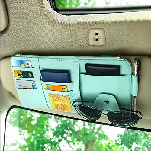 Car Sun Visor Organizer - Auto Interior Accessories with Pocket Organizers, Registration & Document Holder, Storage Pouch, Blue - color: Blue