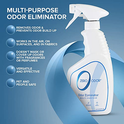 Zero Odor – Multi-Purpose Odor Eliminator - Air & Surface Odor – Patented Technology for Bathroom, Kitchen, Fabric, Closet- Smell Great Again, 16oz - size: 16 Fl Oz (Pack of 1)