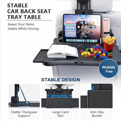Car Back Seat Tray Table for Jeep Compass 2015 2016 2017, Foldable Backseat Tray Desk for Rear Passengers, with Non-Slip pad, Phone and Drink Holder, for Eating and Work