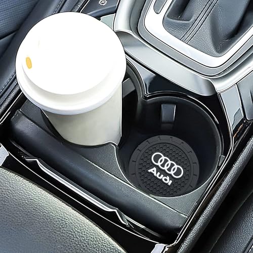 Car Cup Holder Coaster Compatible with Audi A3 RS3 A4 A5 A6 A7 RS7 A8 Q3 Q5 Q7 R8 Recessed Silicone Cupholder Coaster Interior Accessories 2.75in 2Pack - color: Black-06