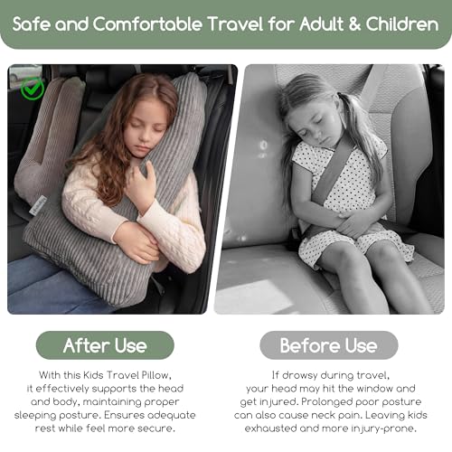 HIGOGOGO Washable Travel Pillow, Car Pillow for Kids & Adults, Travel Pillows with Removable Soft Cover and High-Support Foam, Fix Neck and Body Sitting/Sleeping on The Trip, Dark Grey - color: U-dark Grey