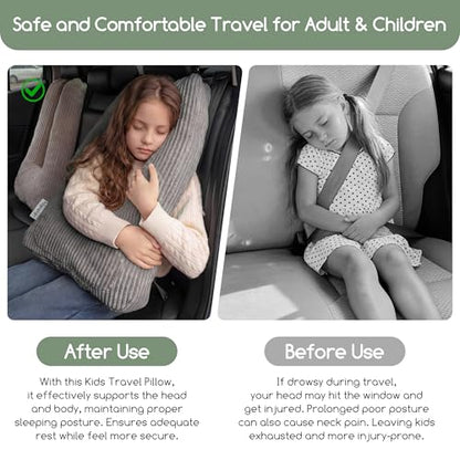 HIGOGOGO Washable Travel Pillow, Car Pillow for Kids & Adults, Travel Pillows with Removable Soft Cover and High-Support Foam, Fix Neck and Body Sitting/Sleeping on The Trip, Dark Grey - color: U-dark Grey