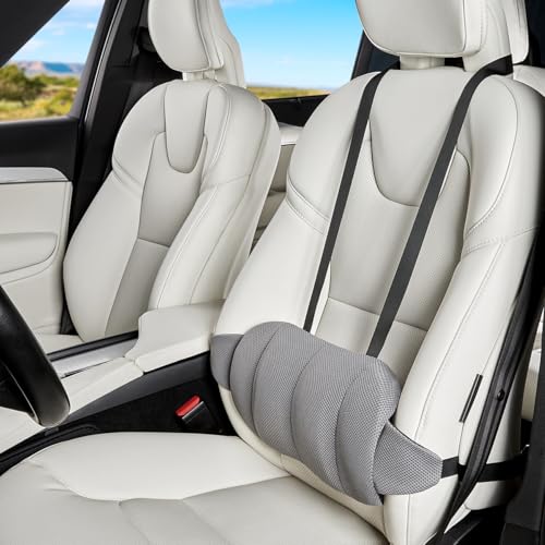Lumbar Support Pillow for Car,Back Support for Car Seat Cushion,Adjustable Straps Securely Fixed Car Lumbar Support Pillow for Office Chair (Gray) - color: Gray