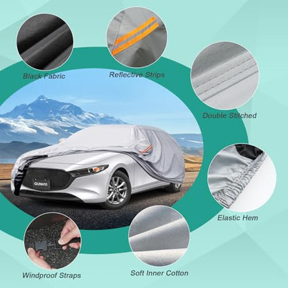 GUNHYI Station Wagon Car Cover Waterproof All Weather, 6 Layers Heavy Duty Full Exterior Cover Universal fit Audi A4 Avant/Allroad, Volvo V60/V70, Toyota Wish etc. Size H2 (See Size Chart) - color: Silver, size: H2-see Vehicle Size Chart