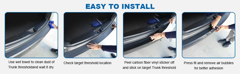 Rear Bumper Guard Protector for Car, Universal Carbon Fiber Scratch-Resistant Non-Slip Trunk Door Entry Sill Protector for (47.24 * 3.14) - size: 47.24*3.14