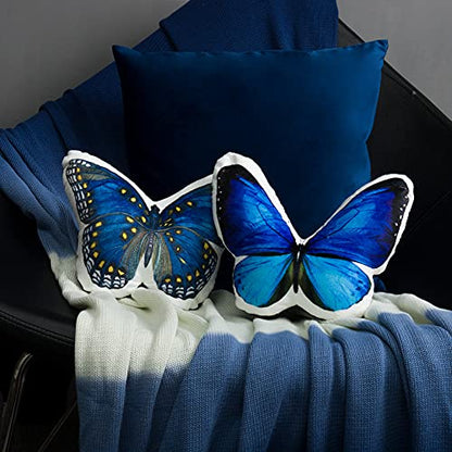JWH 3D Butterfly Shaped Pillow Print Neck Cushion for Car Travel Plane Airplane Trip Headrest Long Flights Essentials Cute Head Rest with Elastic 8 x 12 Inch Royal Blue - color: Z Neckblue