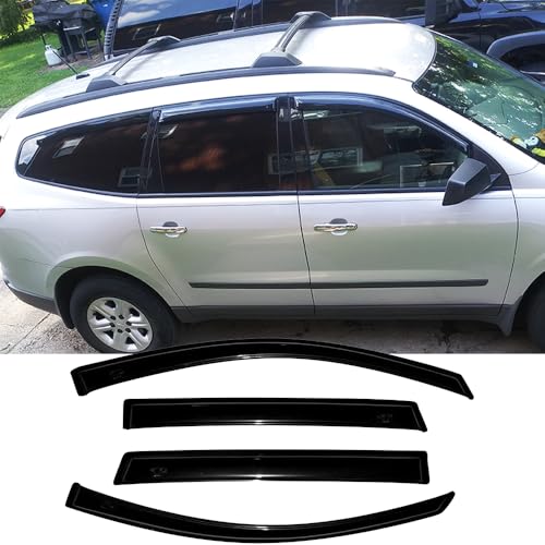 Side Window Deflector Visor Rain Guard fit for 2009-2017 Chevrolet Traverse,4pcs Outside Mount Tape-on Shatterproof Dark Smoke window shades 94161 - size: 09-17 Traverse